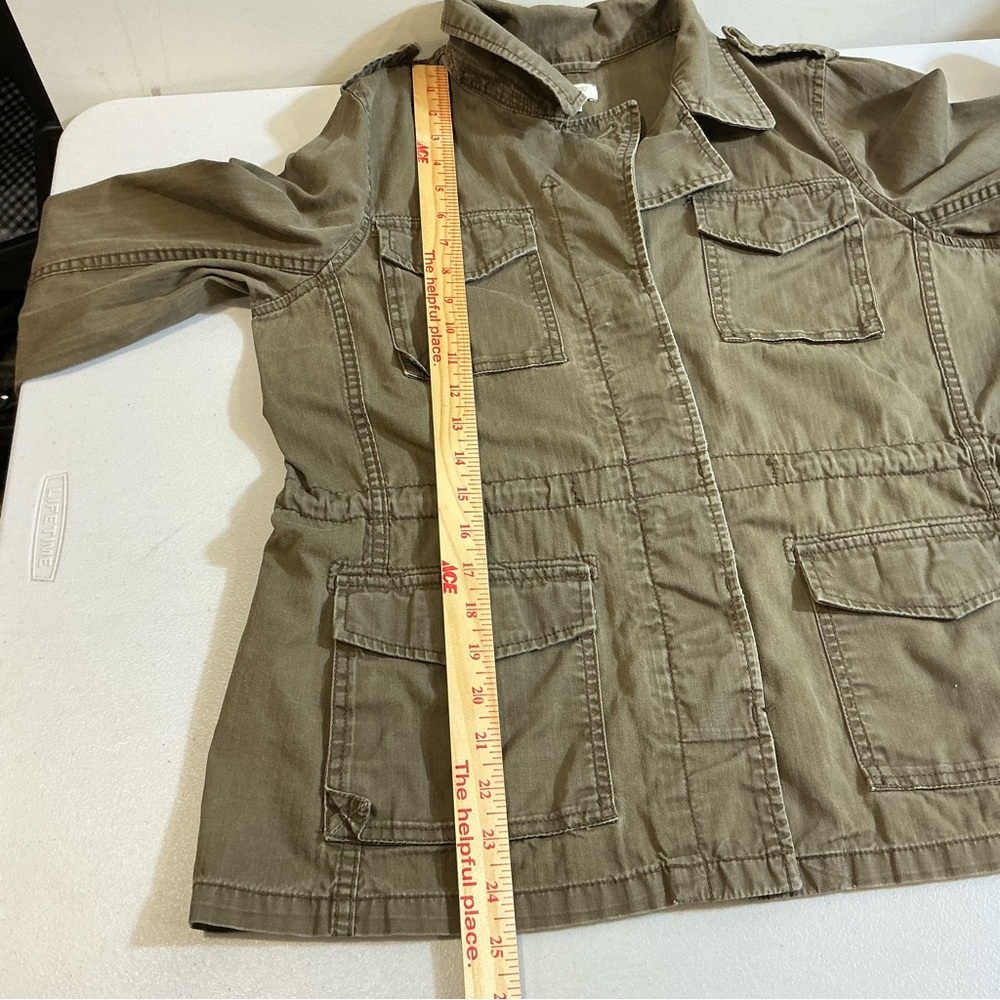 J.Crew Brown Utility Field Jacket Women’s Medium – Distressed Khaki Button-Up - Picture 14 of 15
